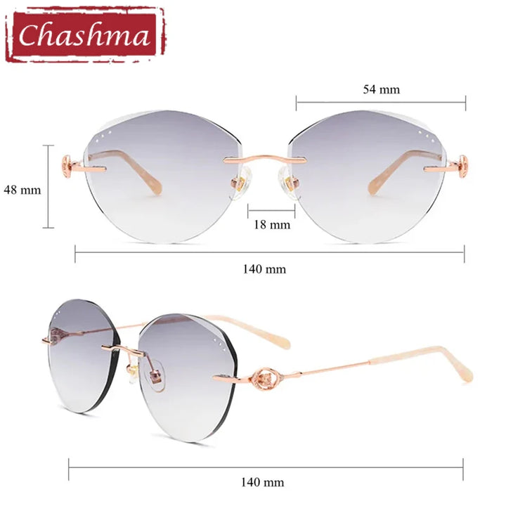 Chashma Women's Rimless Oval Round Cat Eye Titanium Eyeglasses 698170