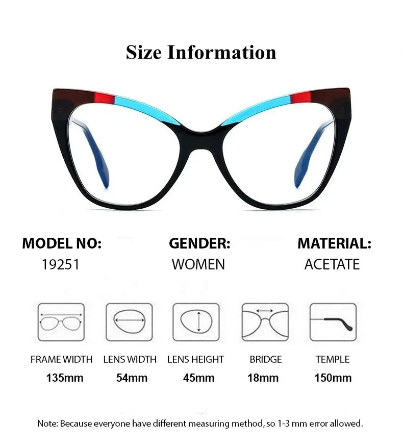 Chashma Ottica Women's Full Rim Square Cat Eye Acetate Eyeglasses 19251 Full Rim Chashma Ottica   