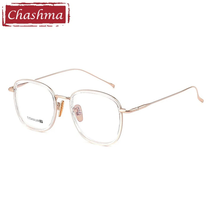 Chashma Ochki Unisex Full Rim Square Acetate Titanium Eyeglasses 388037