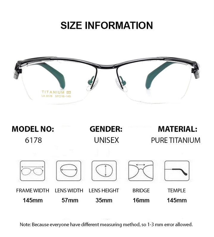 Chashma Unisex Semi Rim Square Brow Line Titanium Eyeglasses 6178 Semi Rim Chashma   