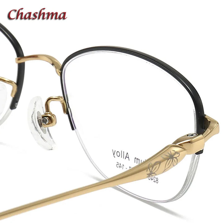 Chashma Ochki Women's Semi Rim Small Oval Square Titanium Eyeglasses 8240 Semi Rim Chashma Ochki   