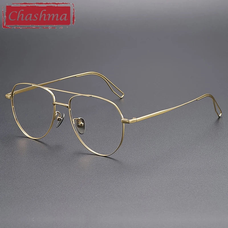 Chashma Ochki Unisex Full Rim Oval Double Bridge Titanium-Alloy Eyeglasses 881016