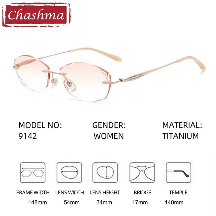 Chashma Women's Rimless Oval Square Titanium Eyeglasses 699142