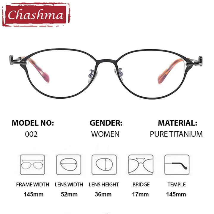 Chashma Ottica Unisex Full Rim Oval Titanium Eyeglasses 45002