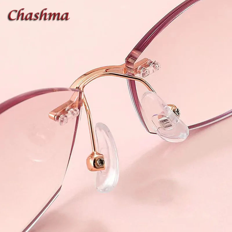 Chashma Ochki Women's Rimless Oval Titanium Eyeglasses 0450 Rimless Chashma Ochki   