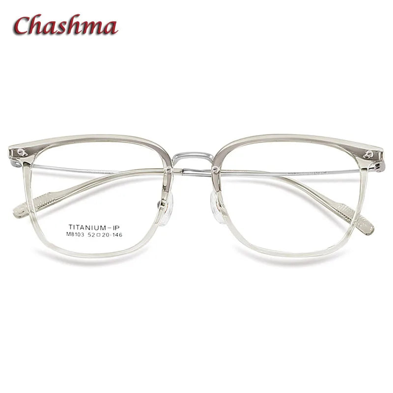 Chashma Ochki Women's Full Rim Square Tr 90 Titanium Eyeglasses 8103 Full Rim Chashma Ochki Gray Green Silver-C5  