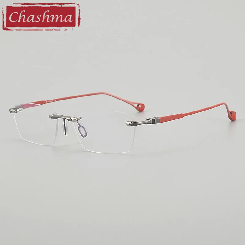 Chashma Ottica Unisex Rimless Square Titanium Eyeglasses 401307