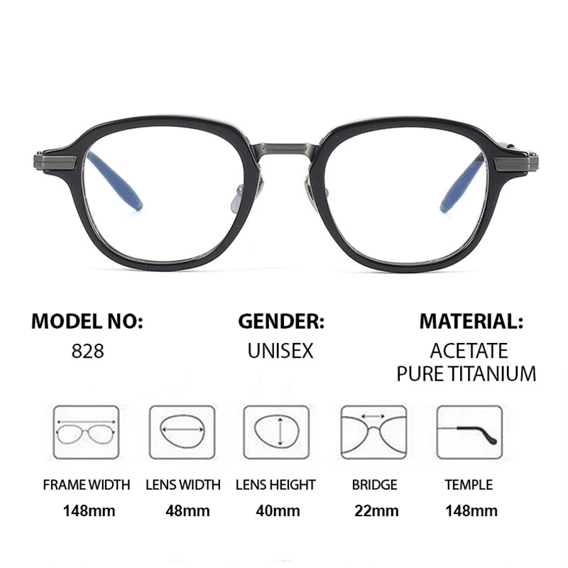 Chashma Unisex Full Rim Oval Square Acetate Titanium Eyeglasses 778828