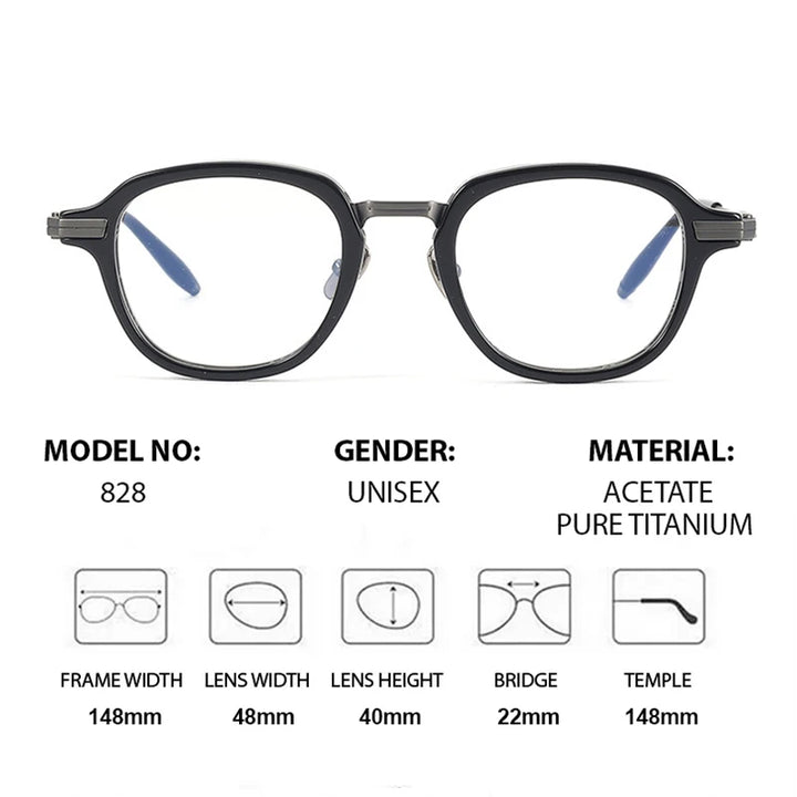Chashma Unisex Full Rim Oval Square Acetate Titanium Eyeglasses 778828