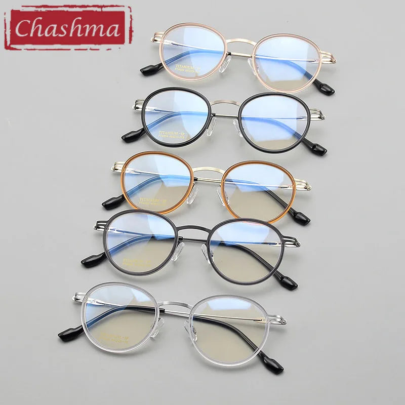 Chashma Ottica Women's Full Rim Round Titanium Acetate Eyeglasses 4004 Full Rim Chashma Ottica   