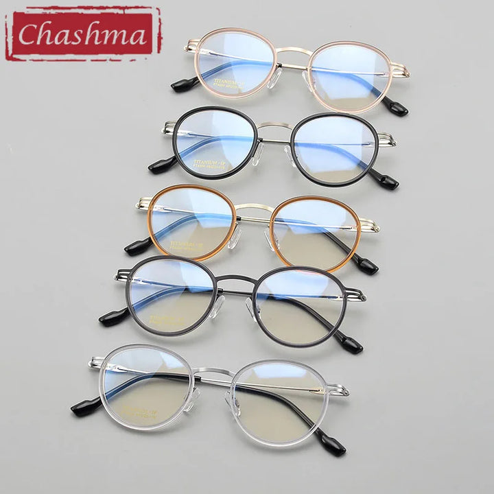 Chashma Ottica Women's Full Rim Round Titanium Acetate Eyeglasses 4004 Full Rim Chashma Ottica   