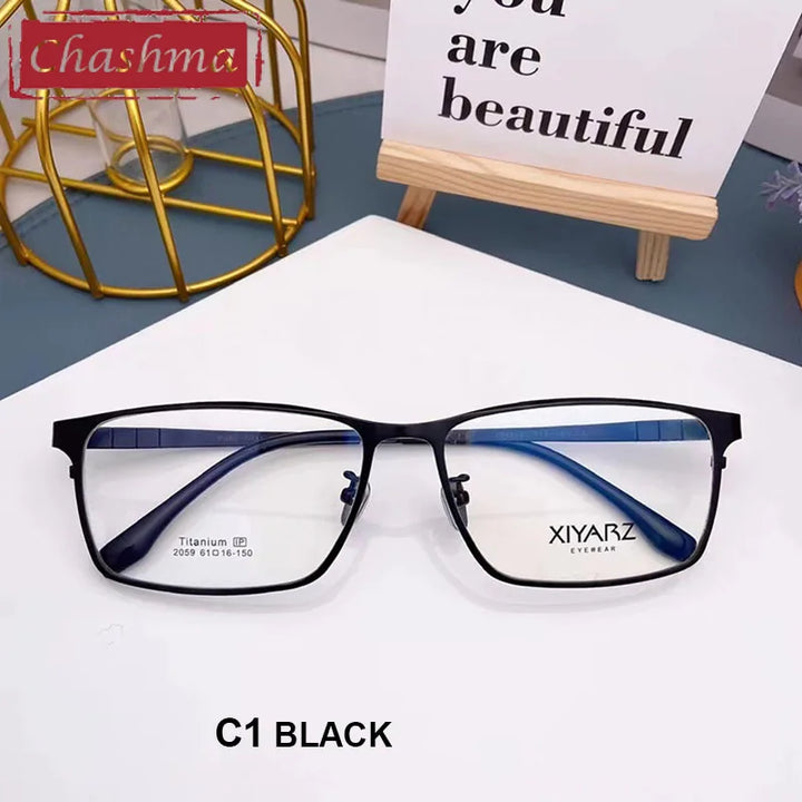 Chashma Men's Full Rim Big Square Titanium Eyeglasses 20594