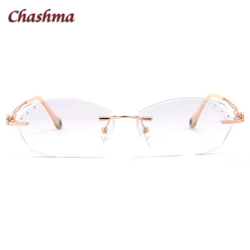 Chashma Ochki Women's Rimless Oval Square Titanium Eyeglasses 52009 Rimless Chashma Ochki   