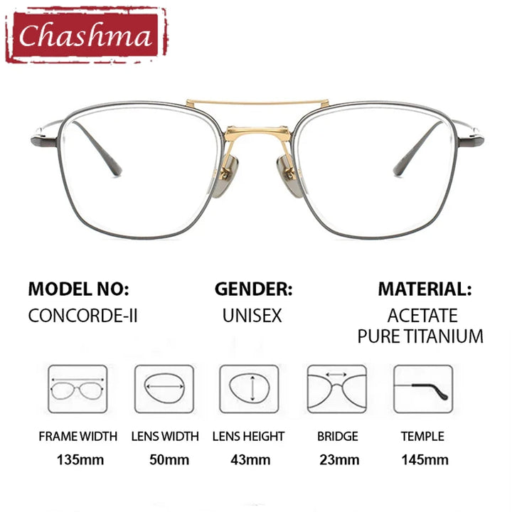 Chashma Women's Full Rim Polygon Acetate Titanium Eyeglasses 887142