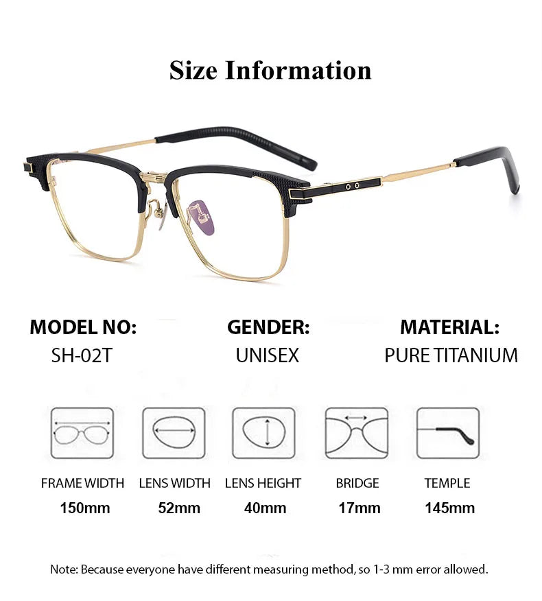 Chashma Unisex Full Rim Square Titanium Acetate Eyeglasses 190802 Full Rim Chashma   