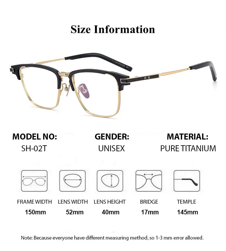 Chashma Men's Full Rim Big Square Acetate Titanium Eyeglasses 52150