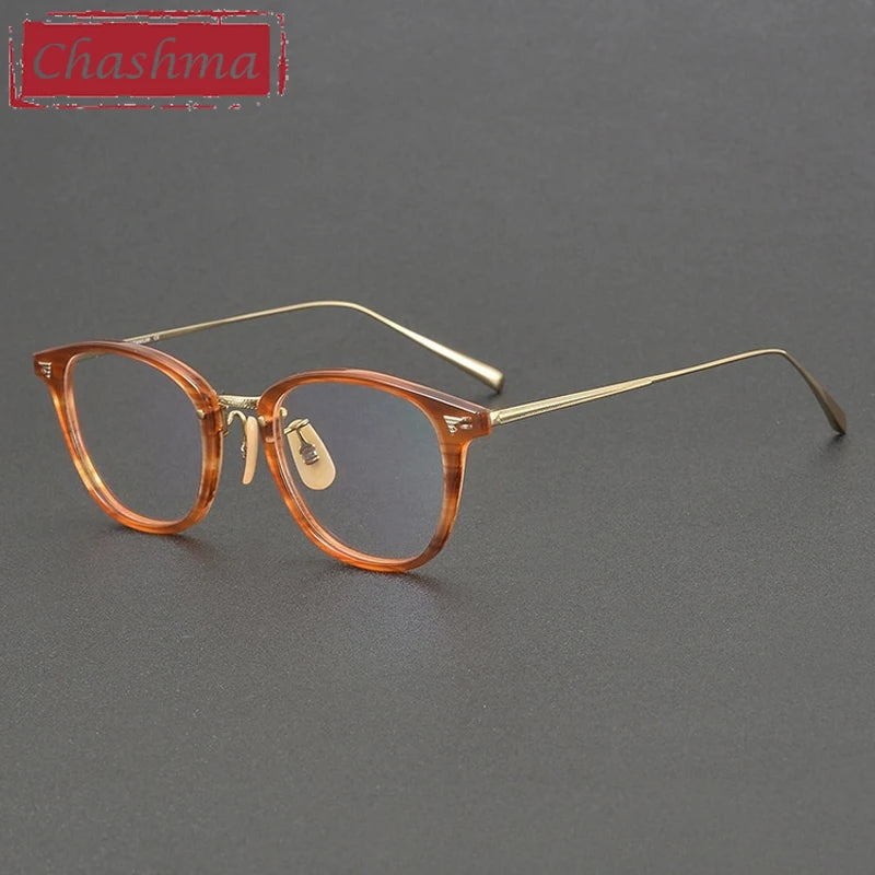 Chashma Ochki Unisex Full Rim Square Acetate Titanium Eyeglasses 936548