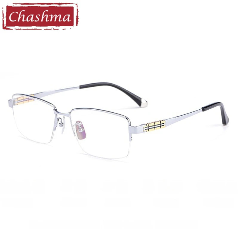Chashma Ochki Unisex Semi Rim Square Titanium Eyeglasses 880038
