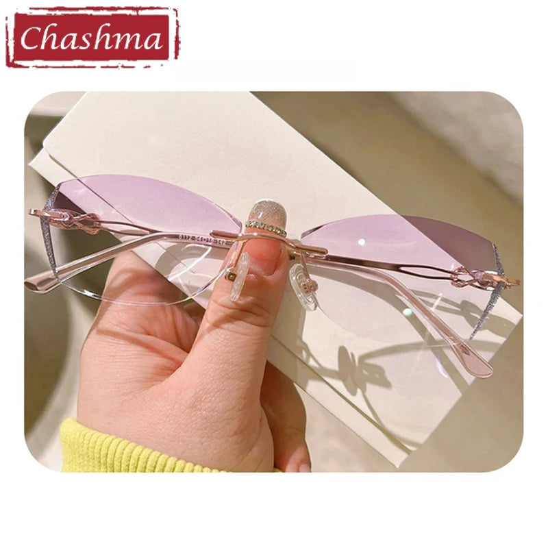 Chashma Women's Rimless Oval Butterfly Titanium Eyeglasses 698112