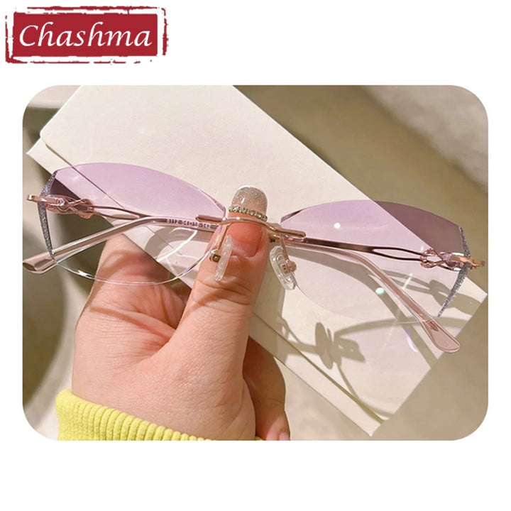 Chashma Women's Rimless Oval Butterfly Titanium Eyeglasses 698112