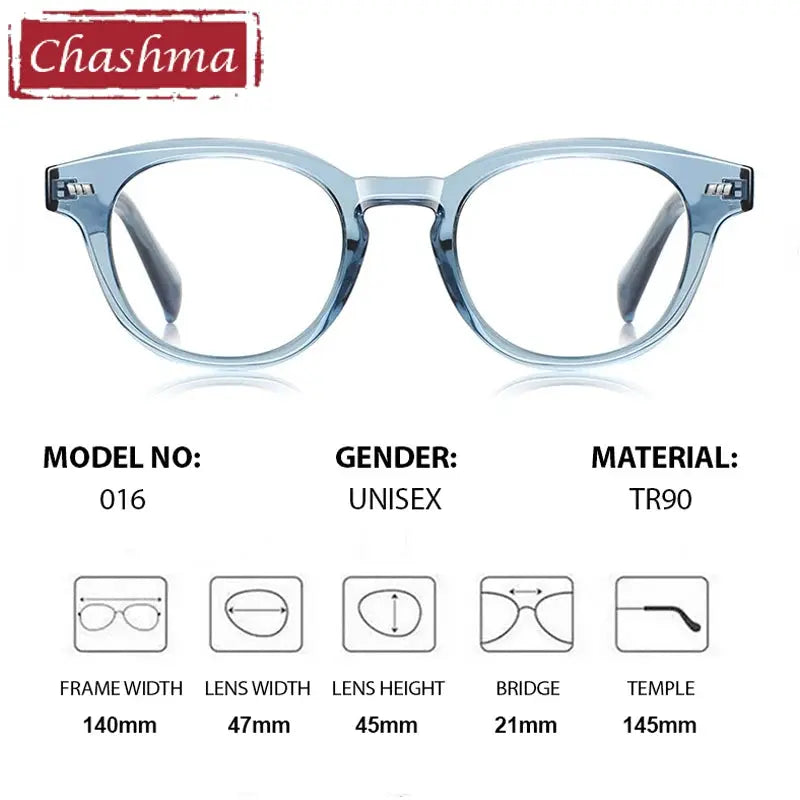 Chashma Ottica Unisex Full Rim Round Tr 90 Alloy Eyeglasses 774106 FuzWeb