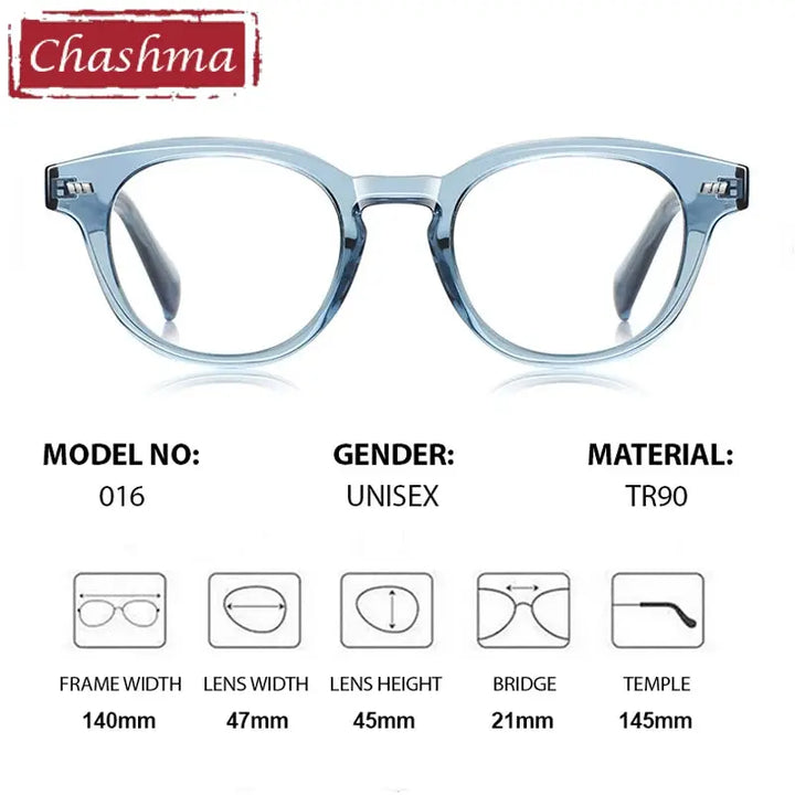 Chashma Ottica Unisex Full Rim Round Tr 90 Alloy Eyeglasses 774106 FuzWeb