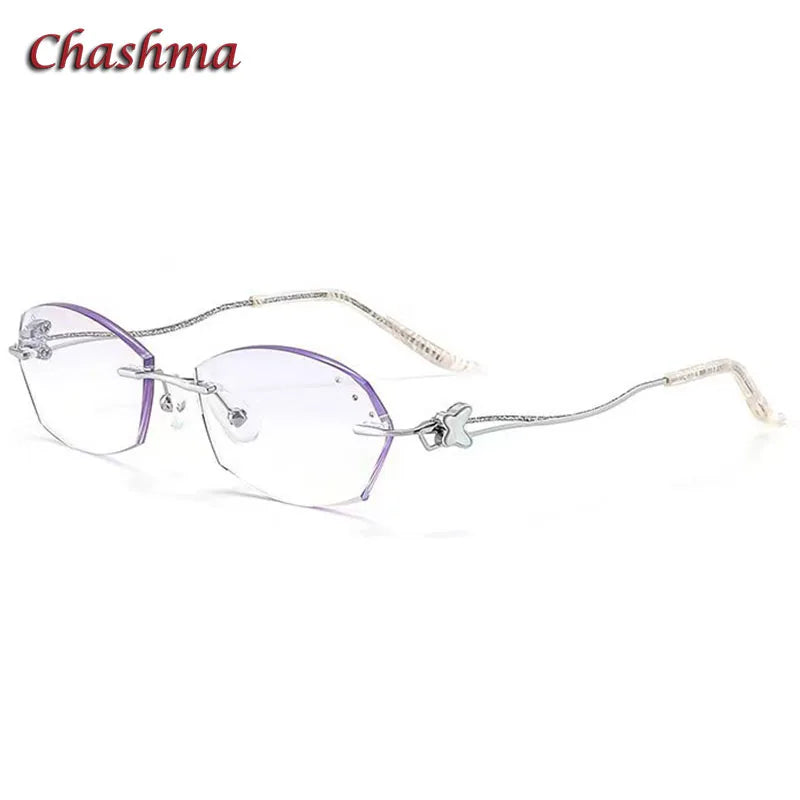 Chashma Ochki Women's Rimless Oval Titanium Eyeglasses 0450 Rimless Chashma Ochki Silver  