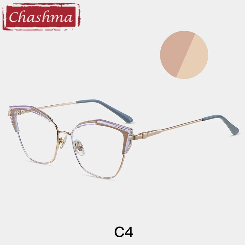 Chashma Ottica Women's Full Rim Cat Eye Tr 90 Steel Eyeglasses 87325 Full Rim Chashma Ottica C4