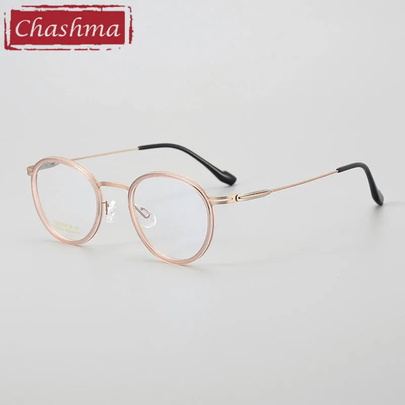 Chashma Ottica Women's Full Rim Round Titanium Acetate Eyeglasses 4004 Full Rim Chashma Ottica Trans Pink-Rose Gold  