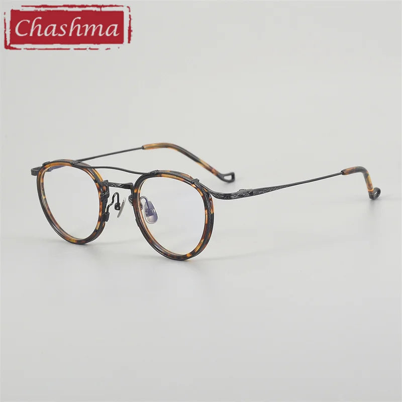 Chashma Unisex Full Rim Oval Double Bridge Acetate Titanium Eyeglasses 881715