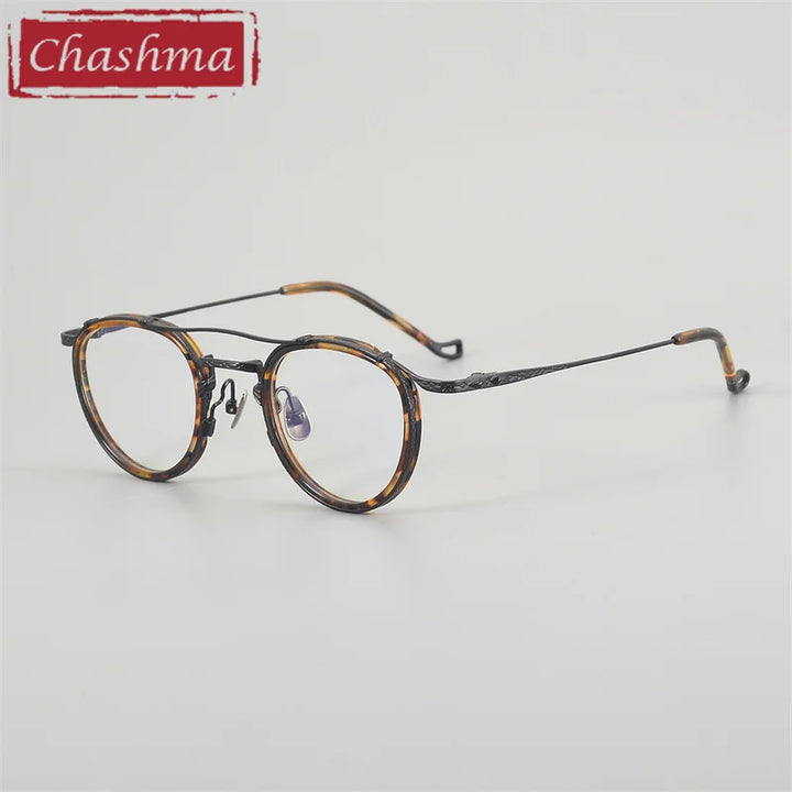 Chashma Unisex Full Rim Oval Double Bridge Acetate Titanium Eyeglasses 881715