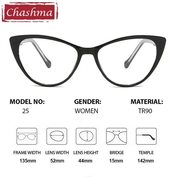 Chashma Ochki Women's Full Rim Cat Eye Tr 90 Alloy Eyeglasses 95125