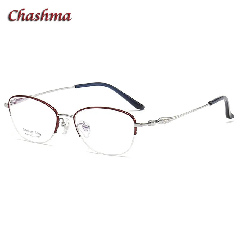 Chashma Ochki Women's Semi Rim Small Oval Square Titanium Eyeglasses 8240 Semi Rim Chashma Ochki   