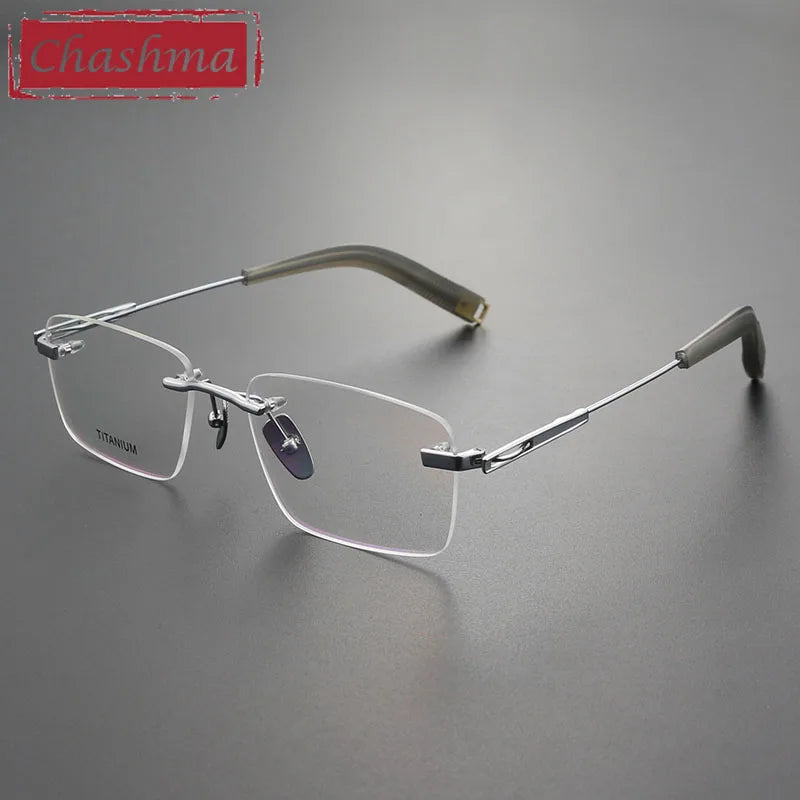 Chashma Ottica Women's Rimless Square Titanium Eyeglasses 942312 Rimless Chashma Ottica Silver