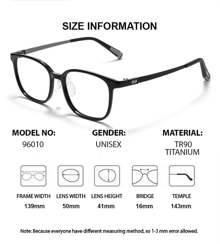 Chashma Ochki Unisex Full Rim Square Tr 90 Titanium Eyeglasses 699905