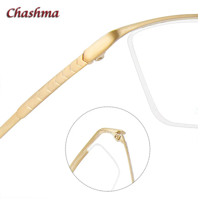 Chashma Ochki Men's Semi Rim Brow Line Titanium Eyeglasses 27803 Semi Rim Chashma Ochki   