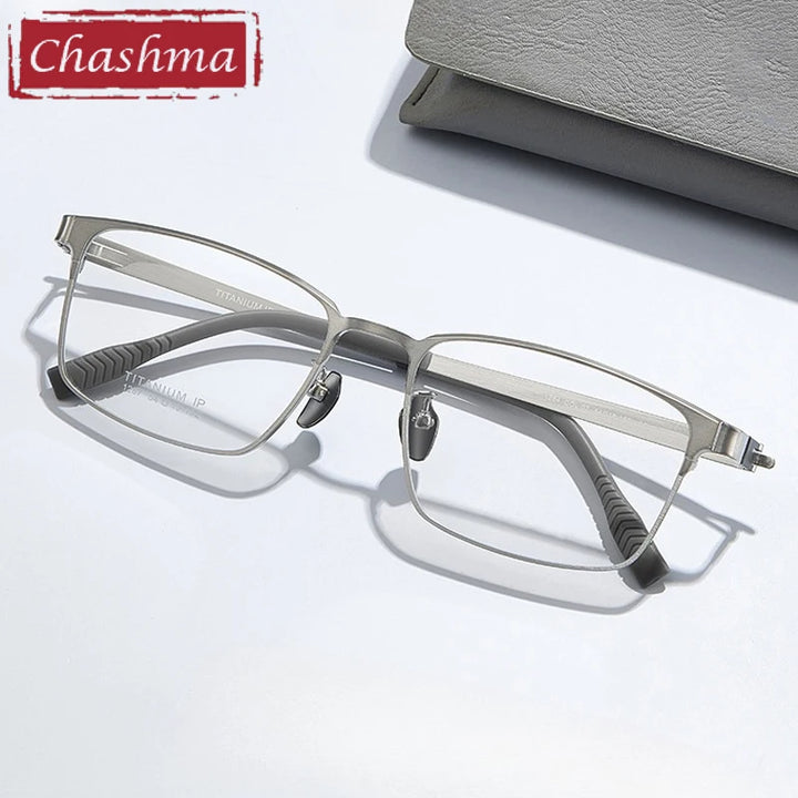 Chashma Ochki Men's Full Rim Big Square Titanium Eyeglasses 631287