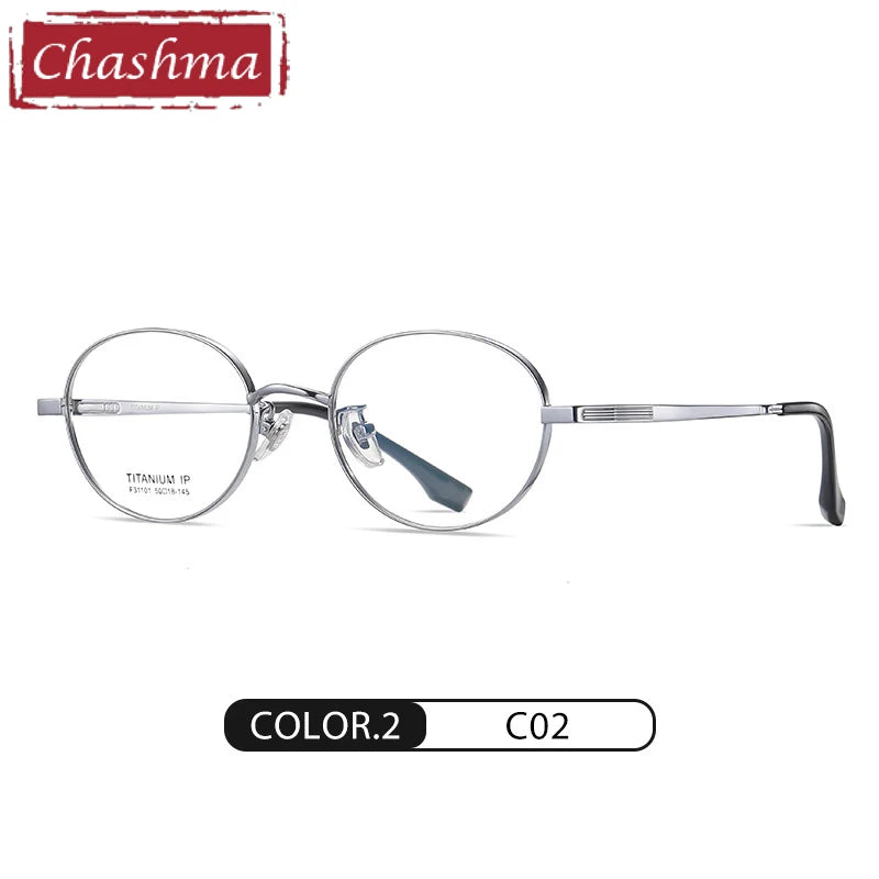 Chashma Women's Full Rim Round Titanium Eyeglasses 31101 Full Rim Chashma Bright Silver  