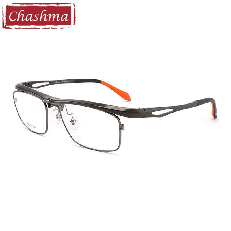 Chashma Ottica Unisex Full Rim Square Titanium Flip Up Eyeglasses 72969