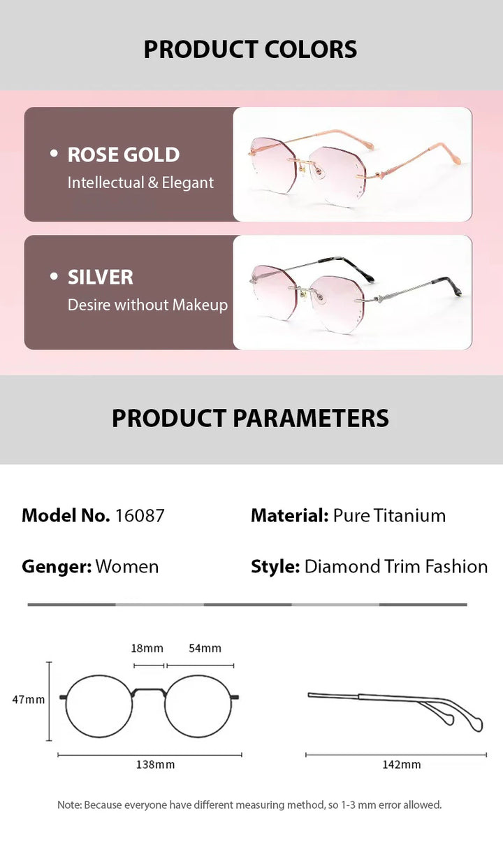 Chashma Ochki Women's Rimless Flat Top Oval Titanium Eyeglasses 16087 Rimless Chashma Ochki   