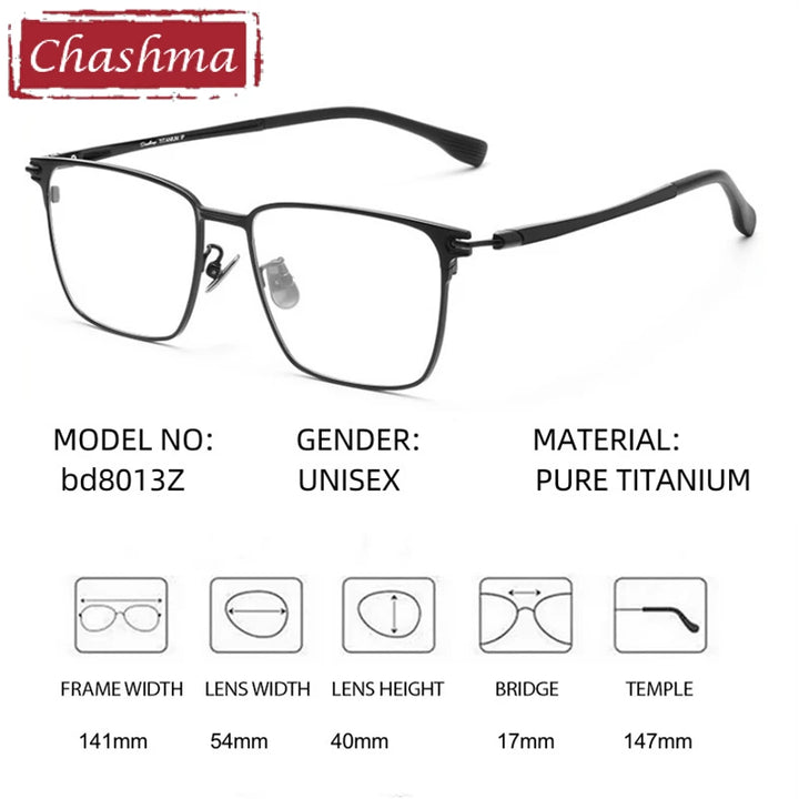 Chashma Ochki Unisex Full Rim Square Titanium Eyeglasses 888013