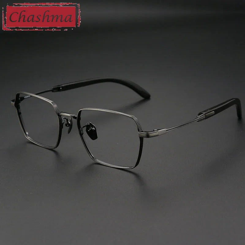 Chashma Unisex Full Rim Polygon Titanium Ox Horn Eyeglasses 23287