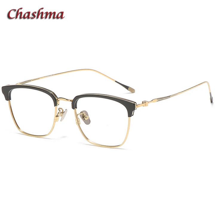 Chashma Ochki Unisex Full Rim Square Titanium Acetate Eyeglasses 80899 Full Rim Chashma Ochki   