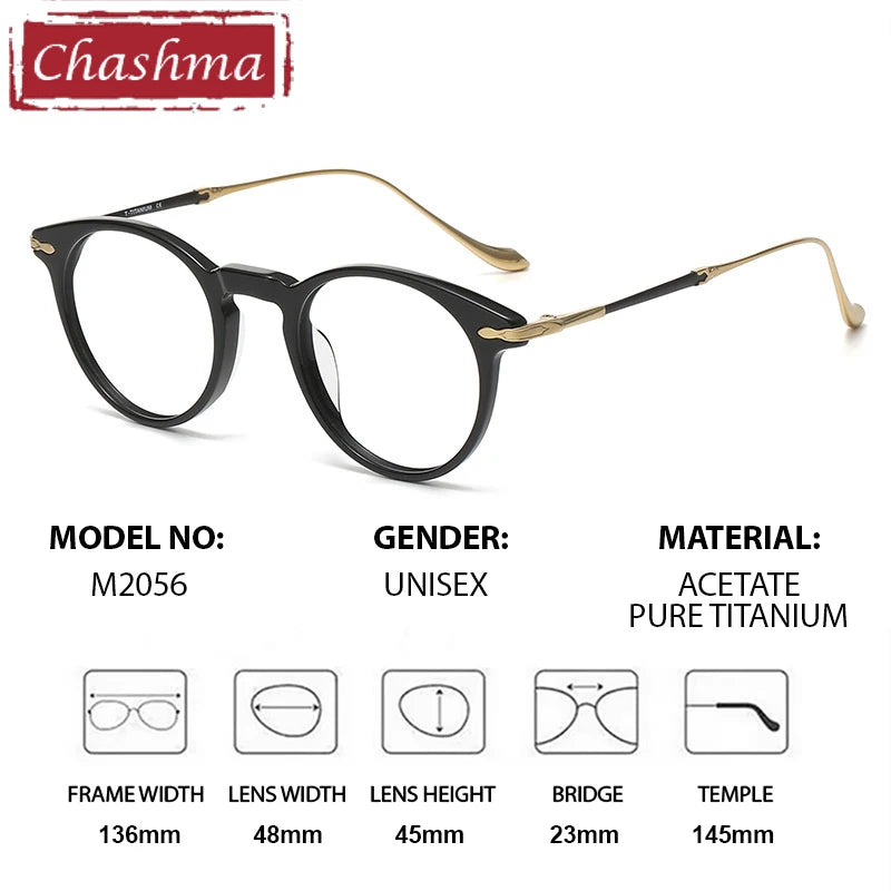 Chashma Ochki Women's Full Rim Round Acetate Titanium Eyeglasses 932056