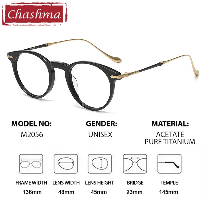 Chashma Ochki Women's Full Rim Round Acetate Titanium Eyeglasses 932056