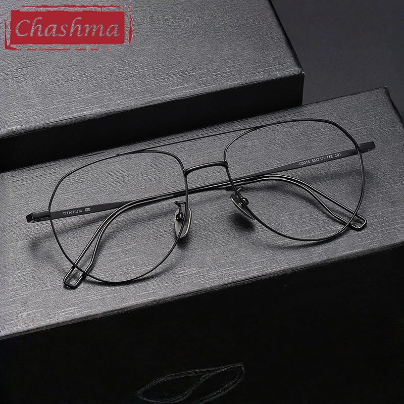 Chashma Ochki Unisex Full Rim Oval Double Bridge Titanium-Alloy Eyeglasses 881016