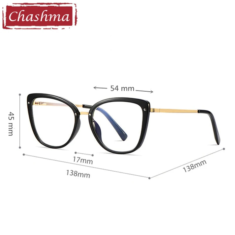 Chashma Ochki Women's Full Rim Cat Eye Tr 90 Alloy Eyeglasses 882076