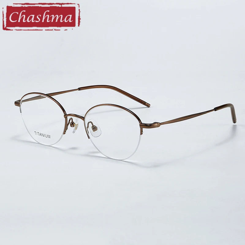 Chashma Ottica Women's Semi Rim Round Oval Titanium Eyeglasses 72948