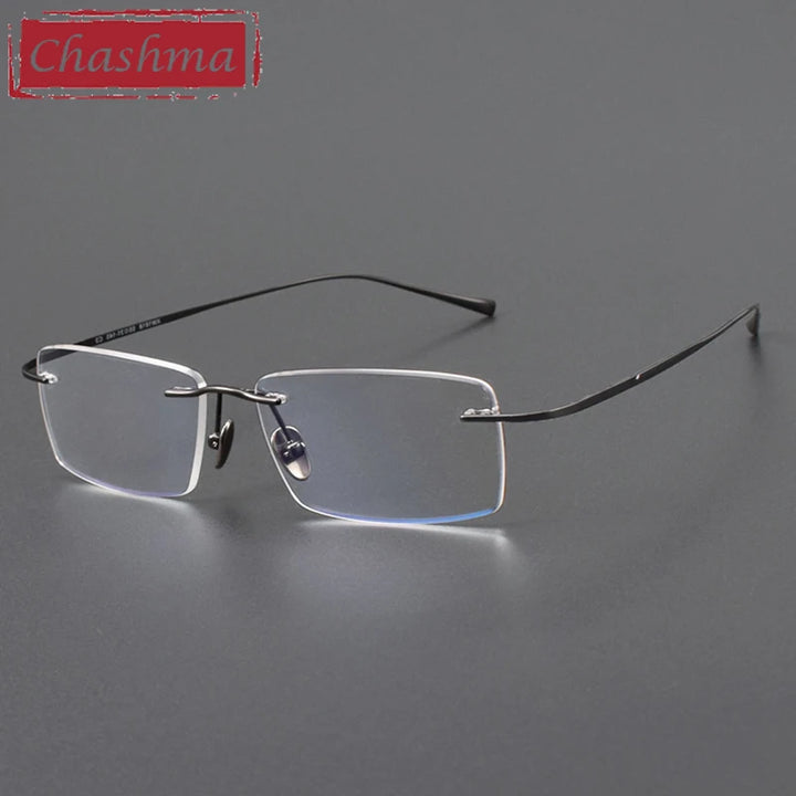 Chashma Unisex Rimless Square Titanium Eyeglasses 881818.
