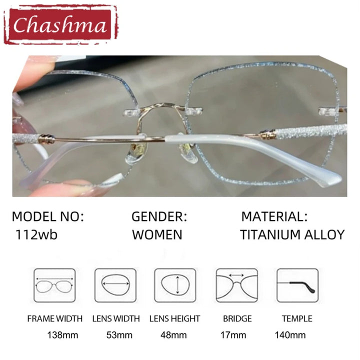 Chashma Women's Rimless Polygon Square Titanium Eyeglasses 112399